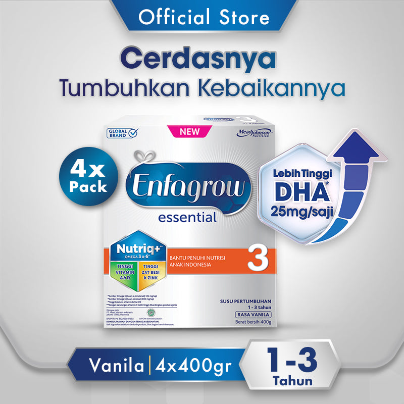 Enfagrow Essential 3 Susu Vanila Box - 400g (4 x 400g)