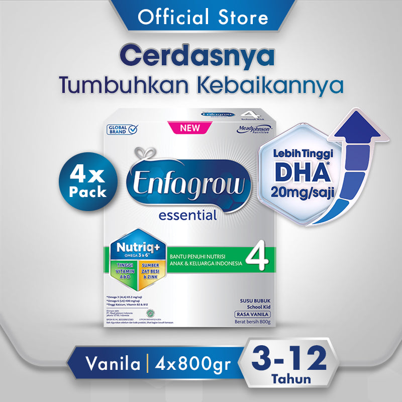 Enfagrow Essential 4 Susu Vanila Box - 800g (4 x 800g)