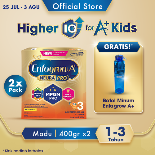 Enfagrow A+ 3 Susu Madu Box - 400 g (2x400g) + Botol Minum Enfagrow A+