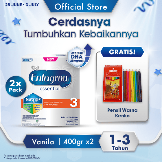 Enfagrow Essential 3 Susu Vanila Box - 400 g (2x400g) Free Hadiah Pencil Color