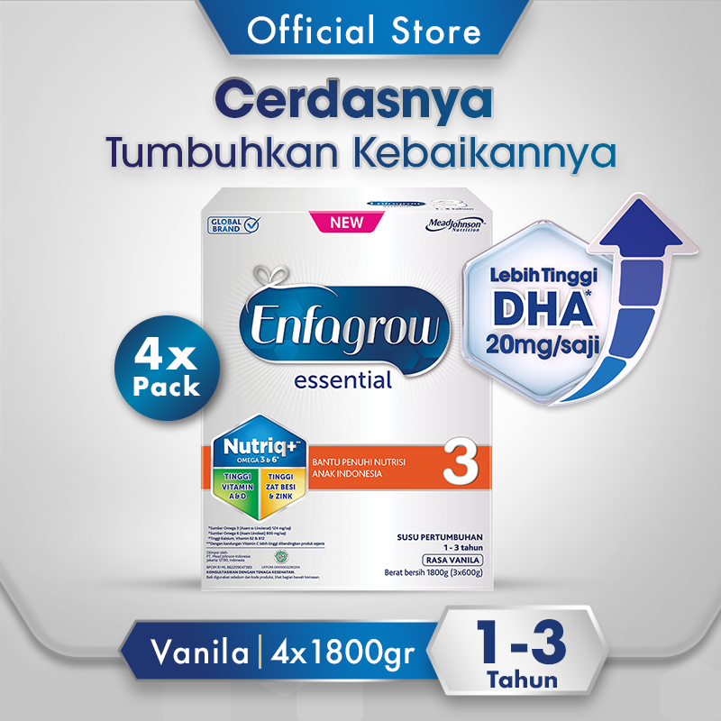 Enfagrow Essential 3 Susu Vanila Box - 1.8Kg (4 x 1.8Kg)